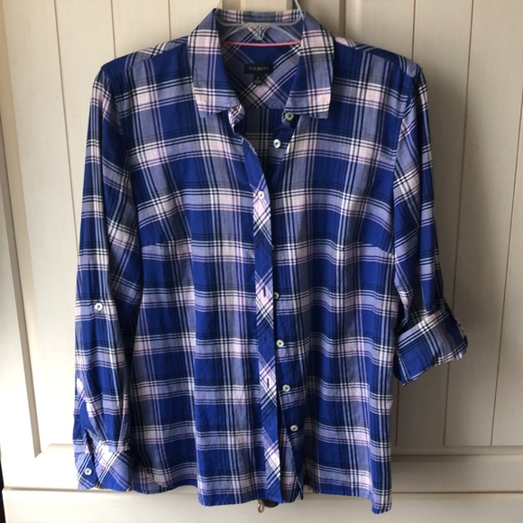 TALBOTS • Blue, White & Pink Paid “The Perfect Shirt” Button Down - Picture 5 of 13